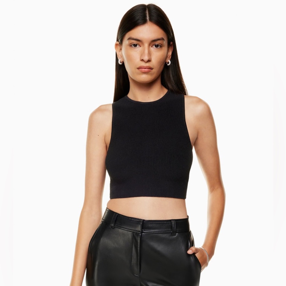 Babaton Sculpt Knit Racer Cropped Tank (** in teal green)